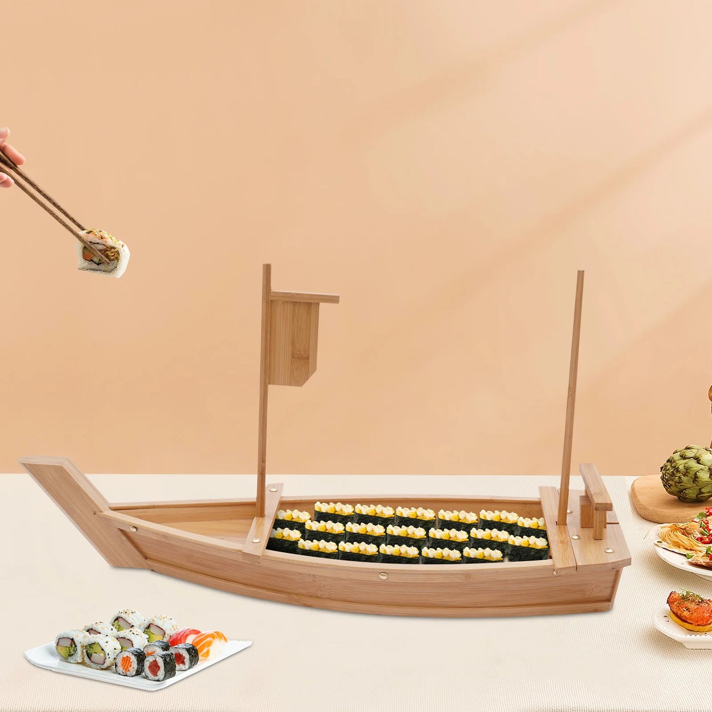 Eco Friendly Bamboo Sushi Boat Serving Tray