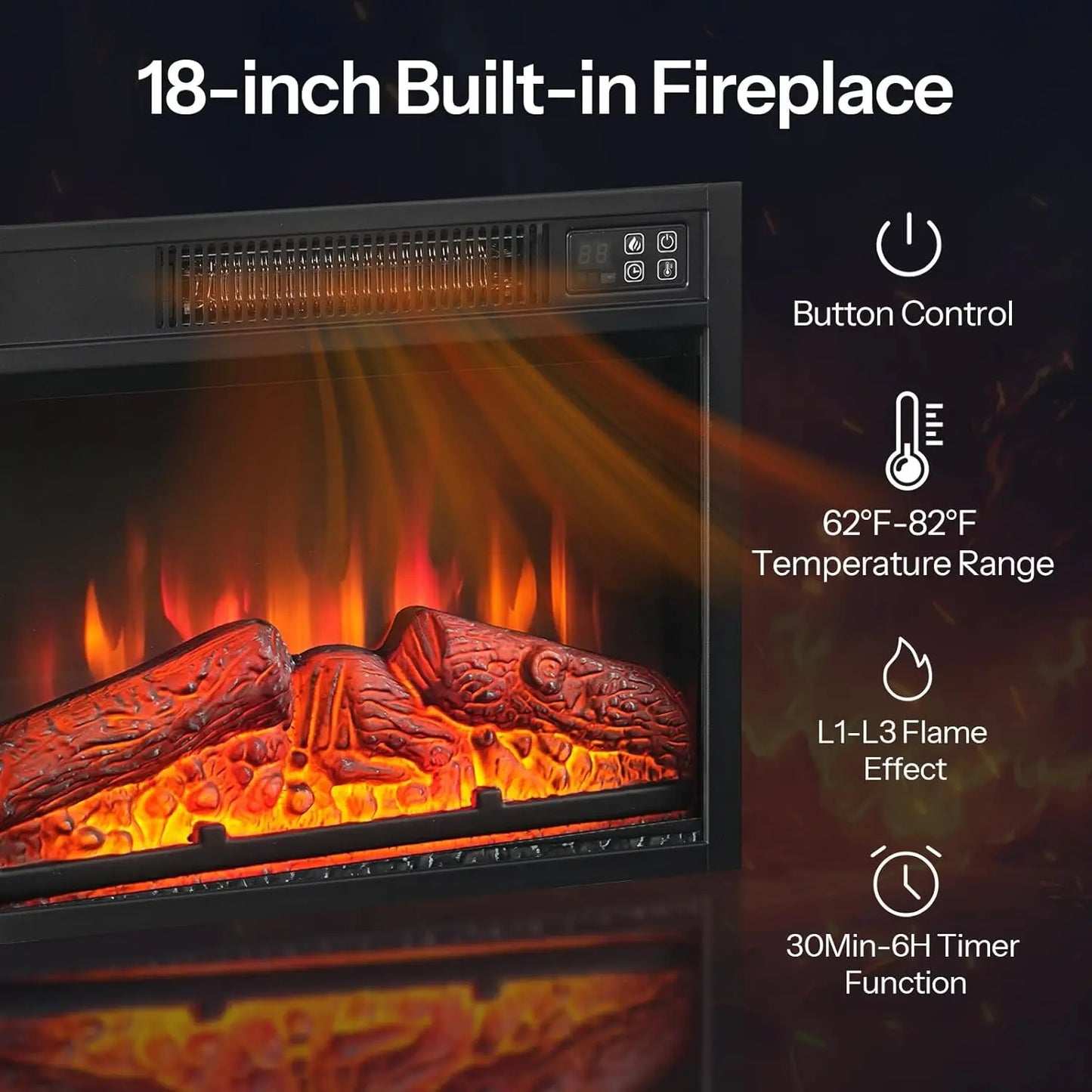 Fireplace Tv Stand With Led Lights And Charging Station