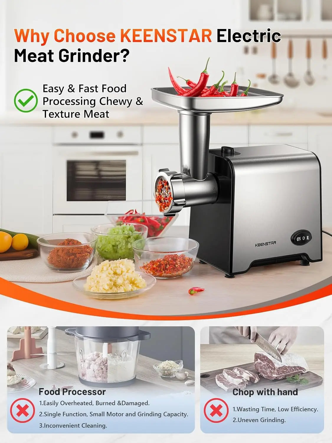 Heavy Duty Electric Meat Grinder With Sausage Stuffer Kubbe Kit
