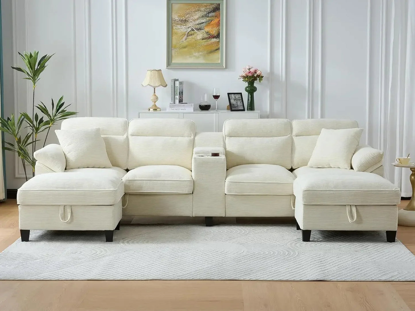 GUANGBAI U Shaped Cloud Couch Sectionals Modern Oversized Modular Sofa