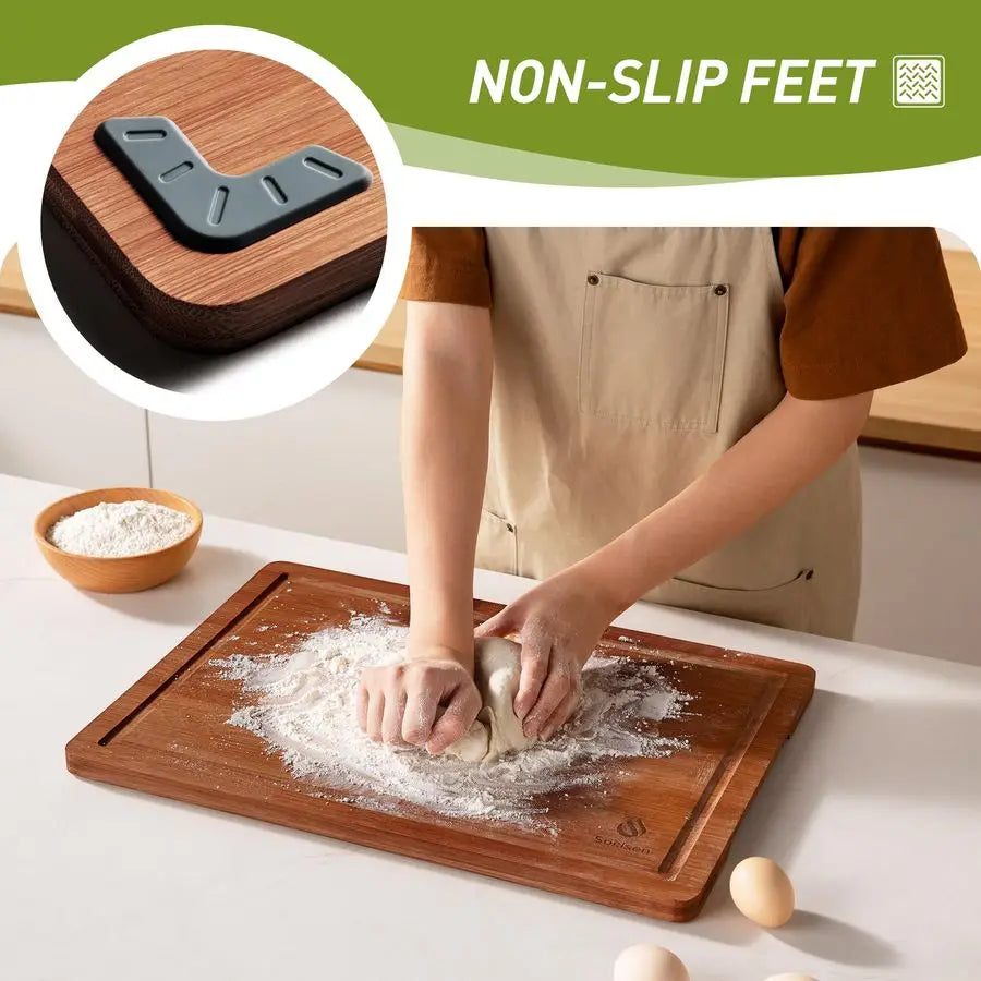 Packs Bamboo Cutting Board Set With Non Slip Durable Feet