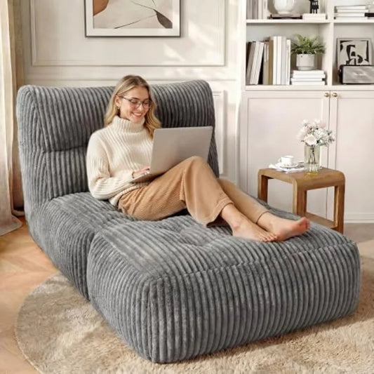 MDNG Memory Foam Bean Bag Chair With Foldable Ottoman
