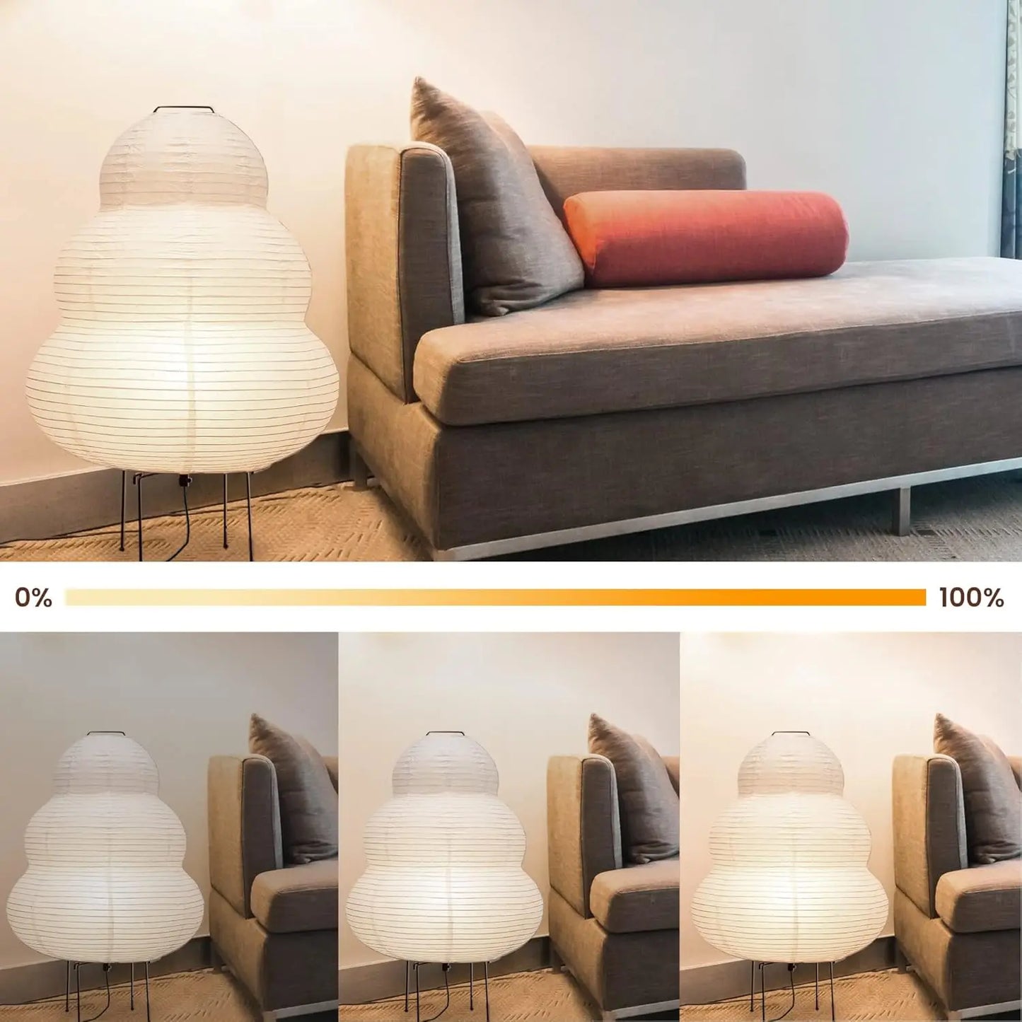 Japanese Rice Paper Floor Lamp With Dimmable Switch