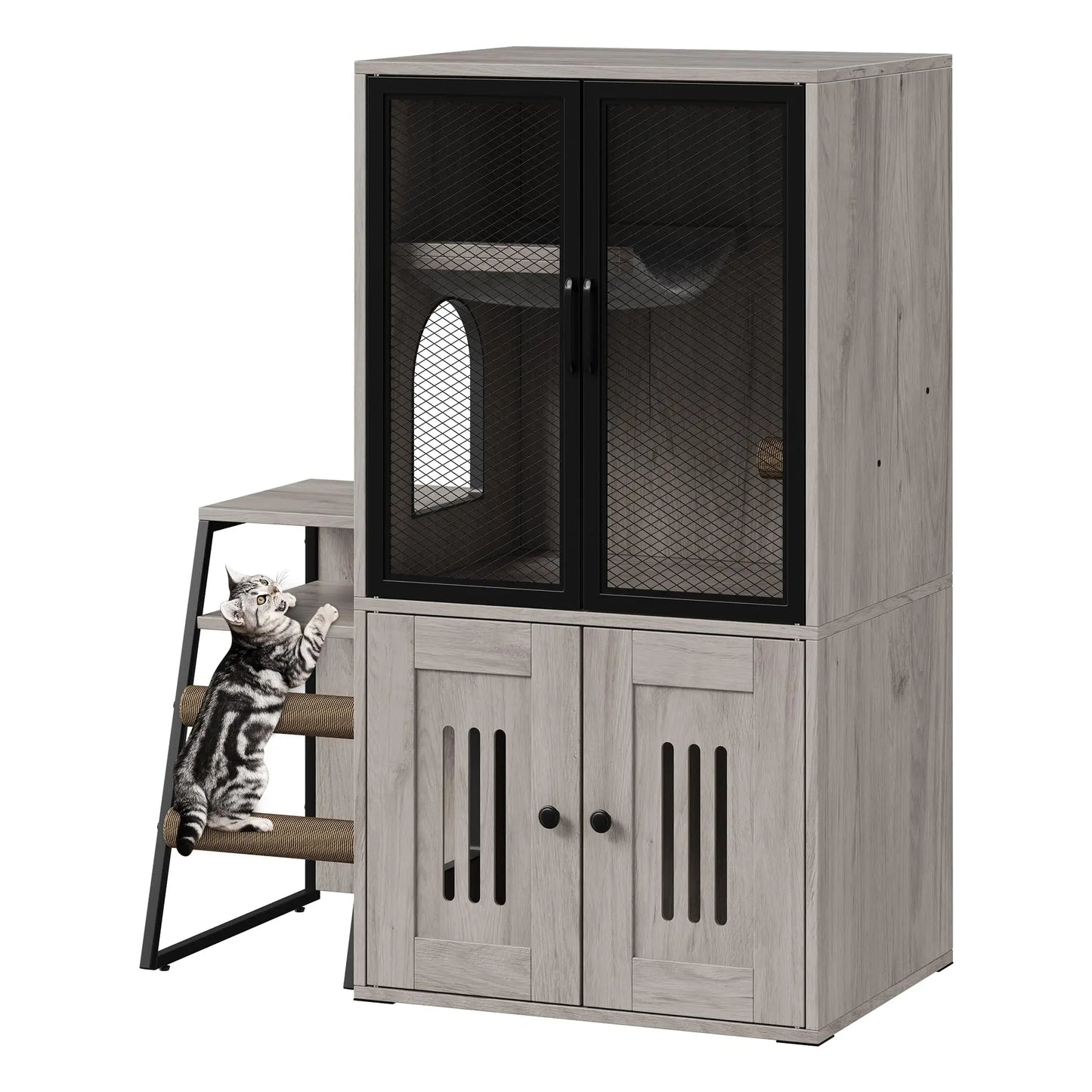 HiMISSCN Cat Litter Box Furniture Enclosed With Doors Odor Control