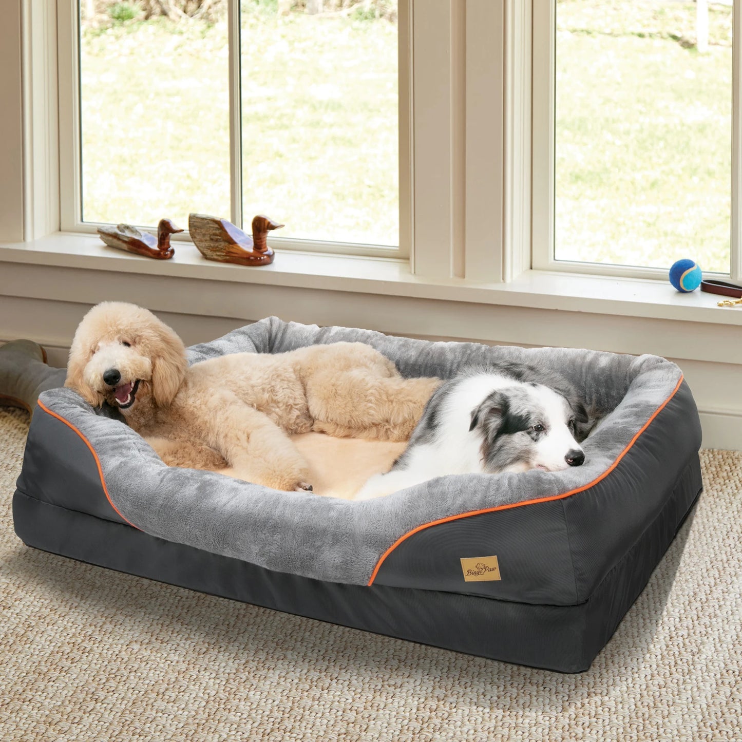 BINGOPAWCN Dog Bed With Removable Washable Cover Anti Allergy Waterproof