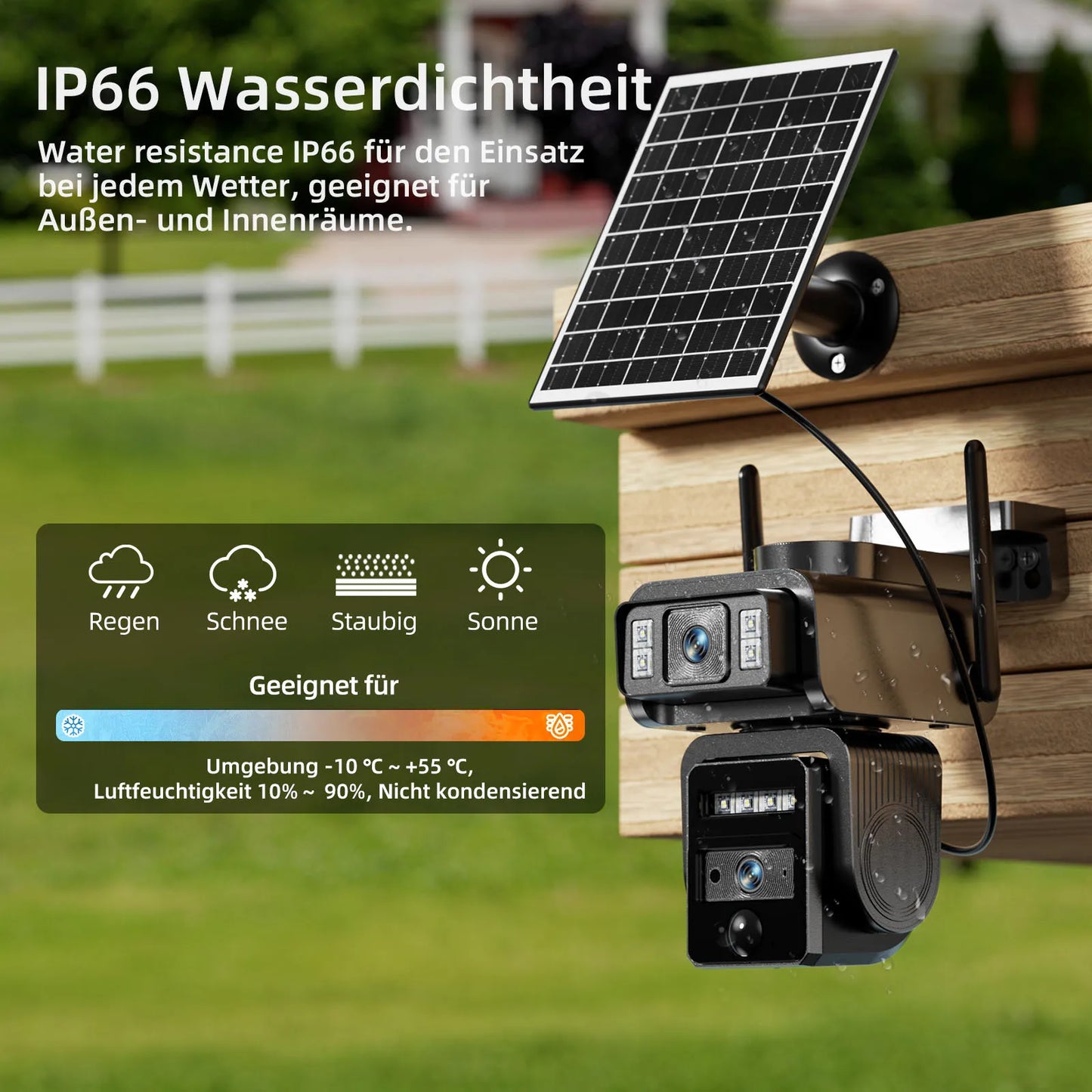 GatoCam Dual Lens Solar WiFi Security Camera With Battery