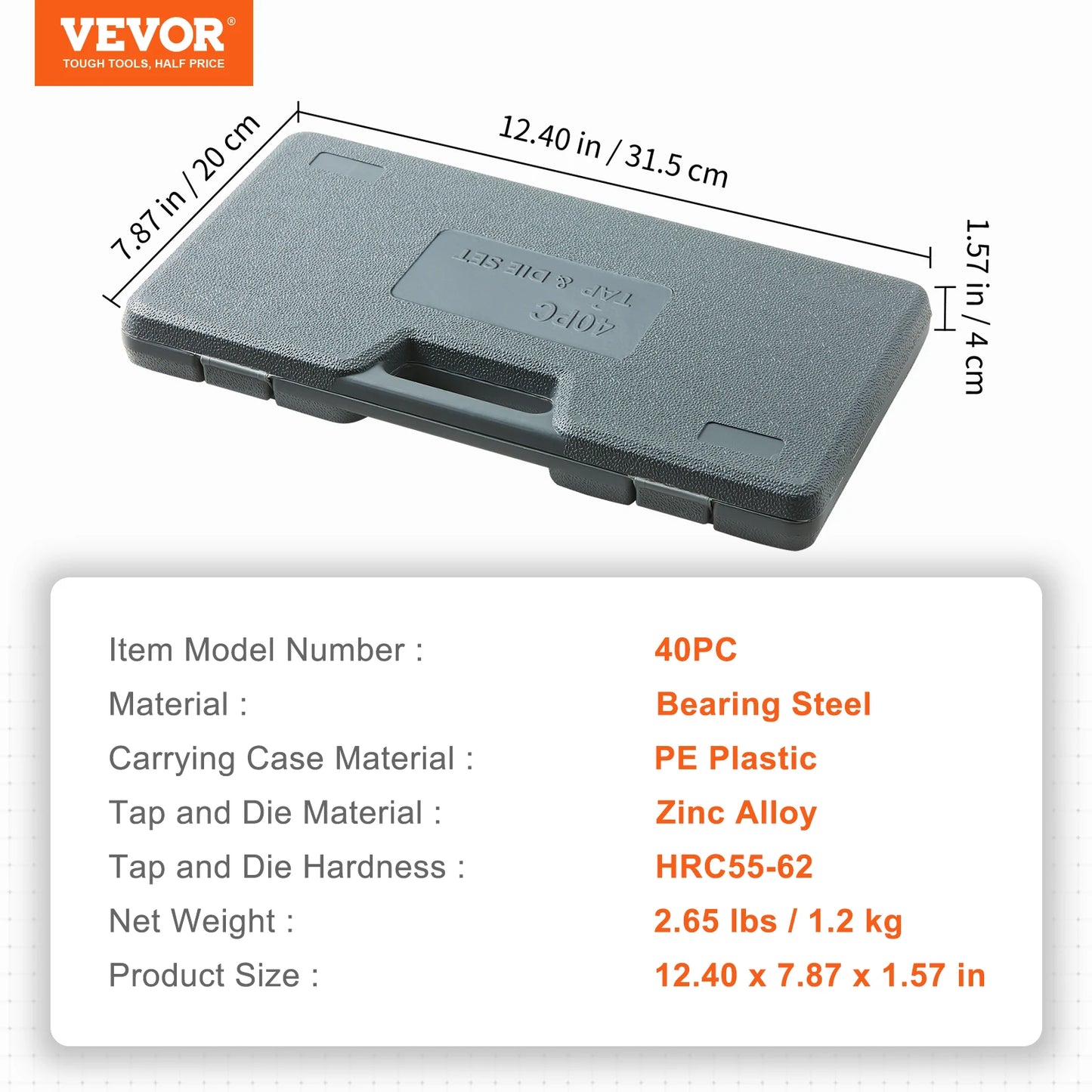 Tap and Die Set Bearing Steel for Metric SAE Threads