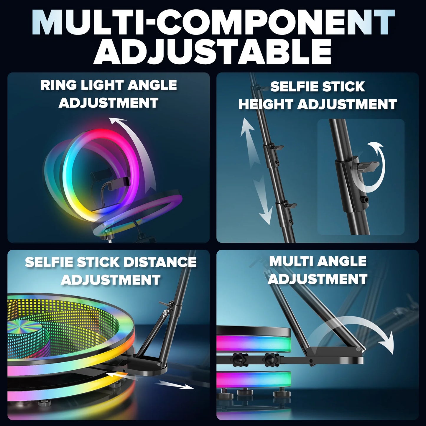 Glass Material 360 Rotating Photo Booth Machine 39.4 Inch With RGB Ring Light App Control For Parties Events With Freight Case