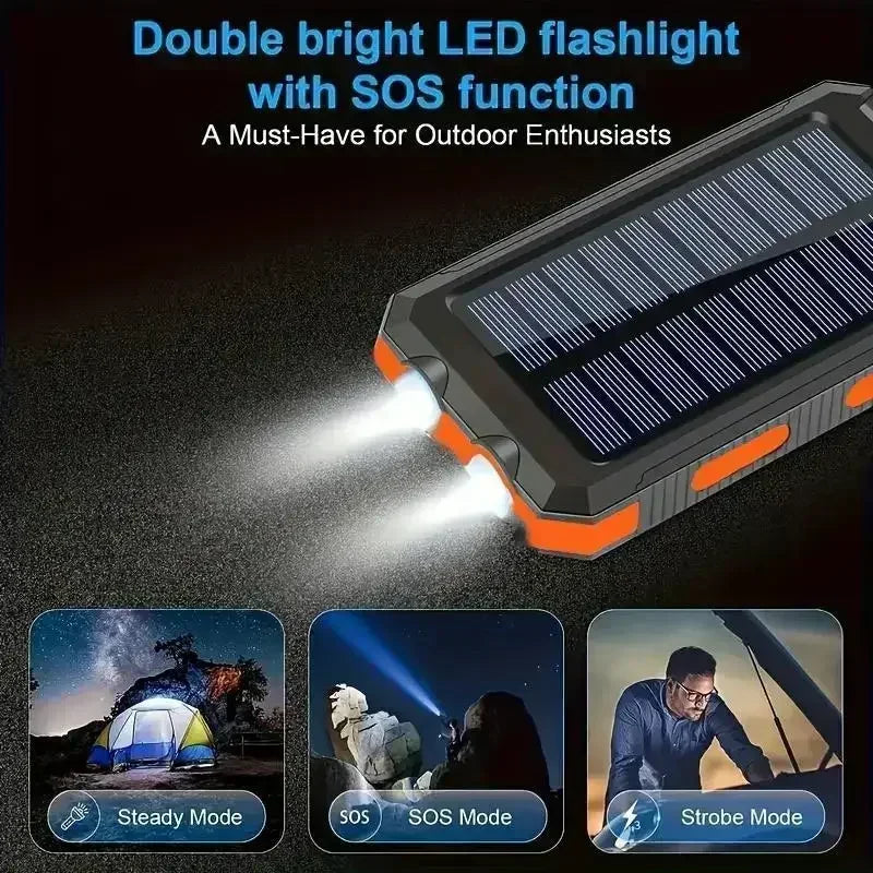 10000mAh Solar Power Bank 4-In-1 Fast Charge LED Light