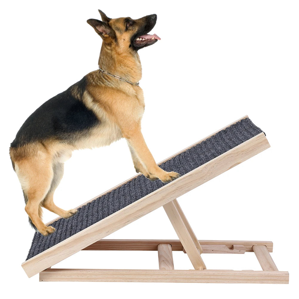 HiMISSDog Dog Ramp Wooden Adjustable Folding Portable AntiSkid