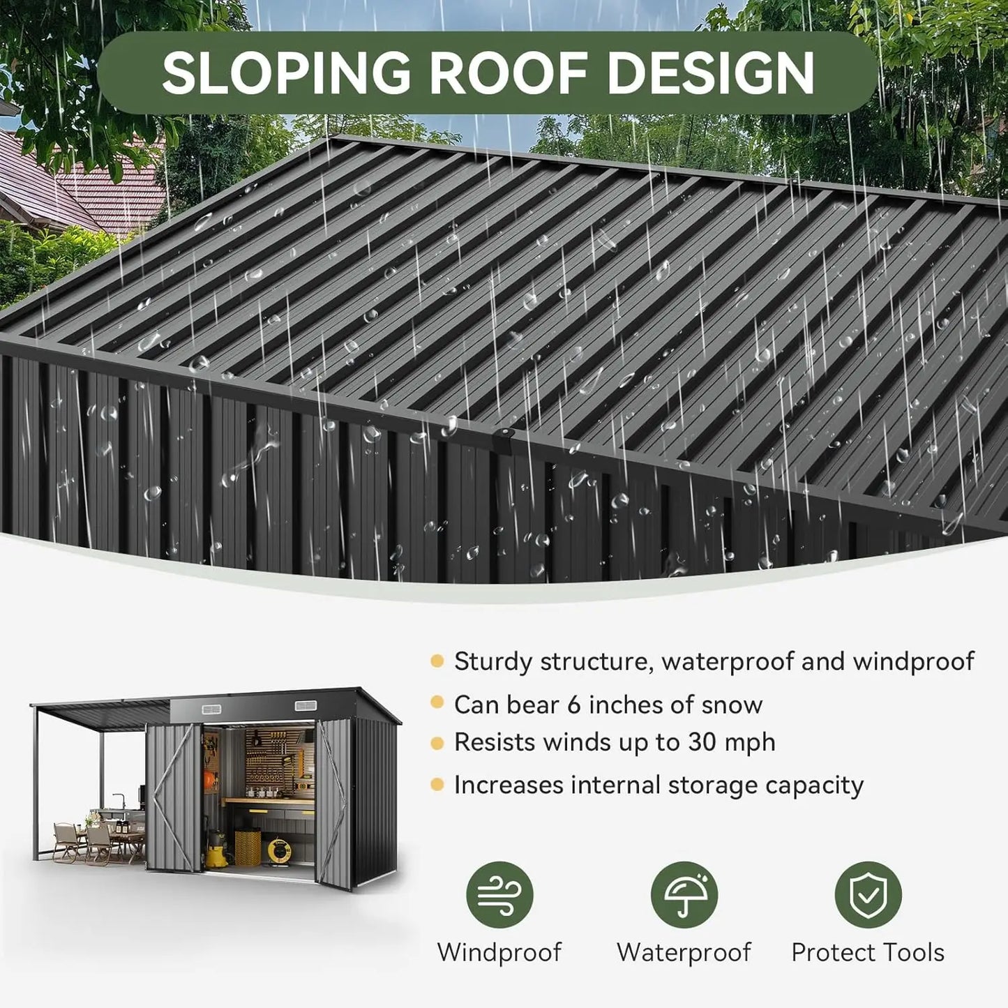 Outdoor Storage Shed and Gazebo Combo with Durable Plastic Frame