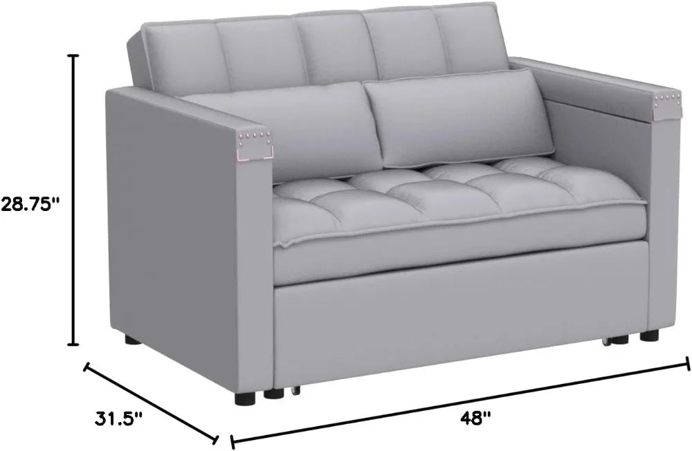Convertible Velvet Sleeper Sofa Bed 3-In-1 Multi-Functional Couch