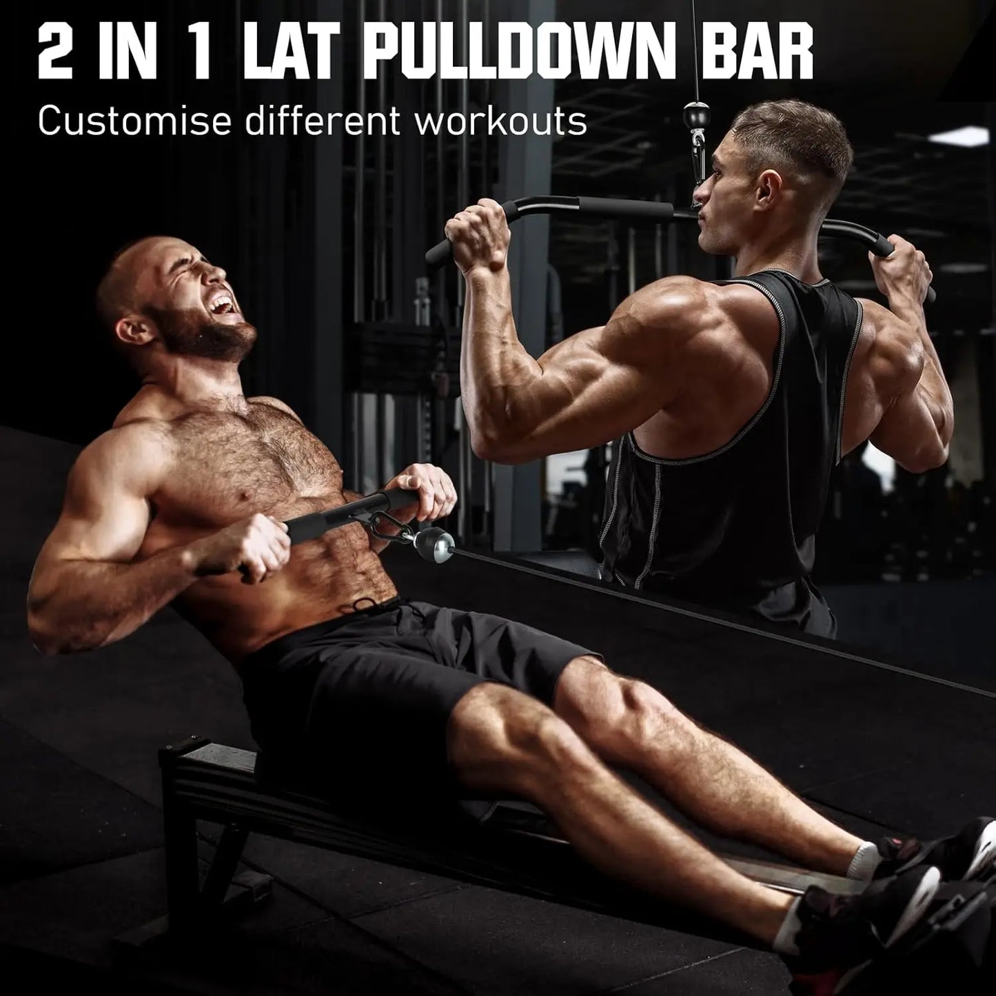 Pulley System, Weight Cable Pulley System for Home Gym,Cable Machine Attachment with 2 in 1 LAT Pull Down Bar,Tricep Rope