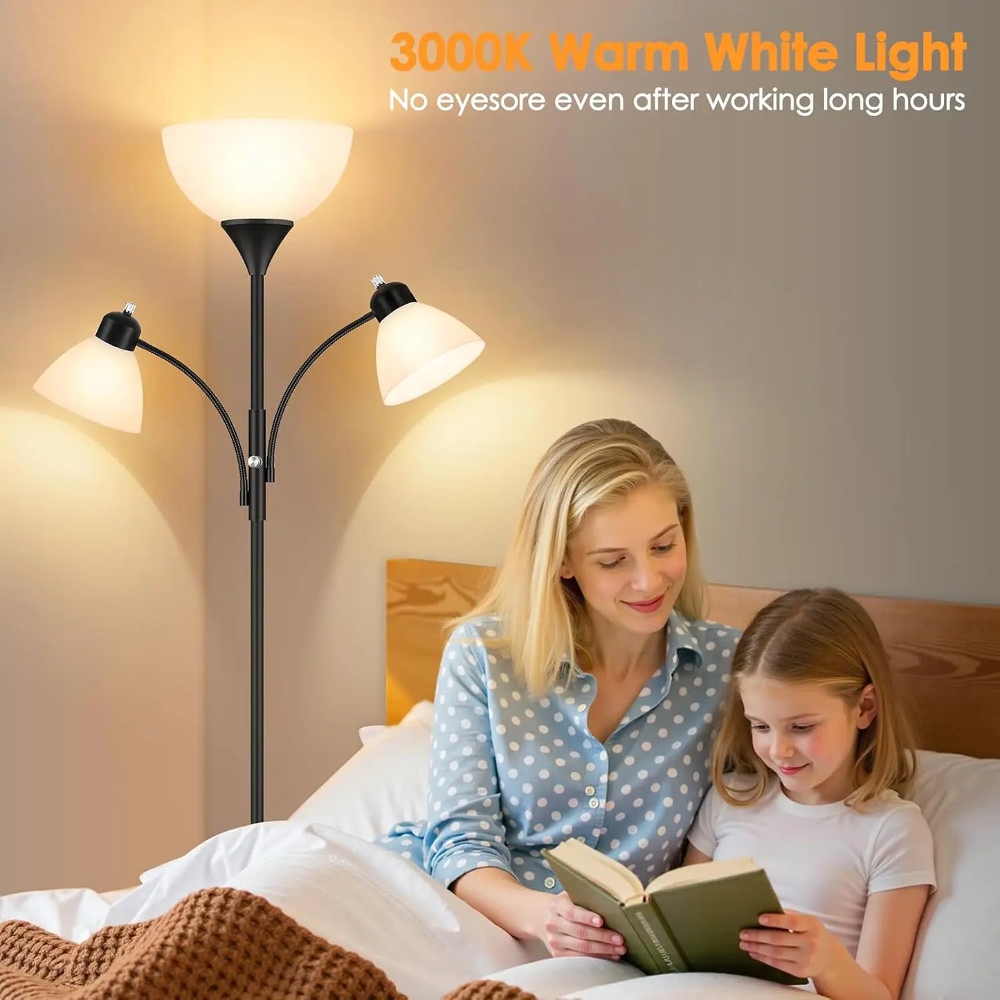 Dimmable Floor Lamp With Two Reading Lights
