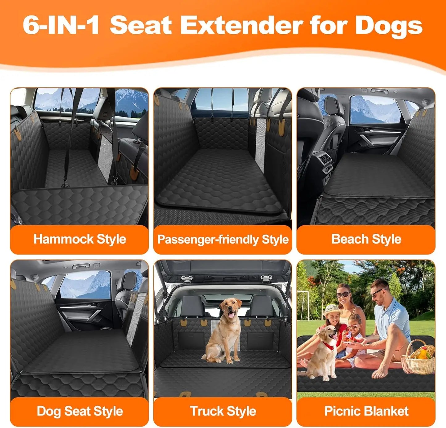 Wedyvko Waterproof Dog Car Hammock Seat Cover for Back Seats