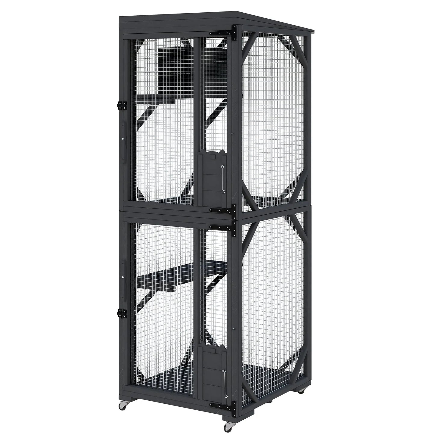 HiMISSCatio Outdoor Cat Enclosure With Lockable Wheels Weatherproof Multi Door