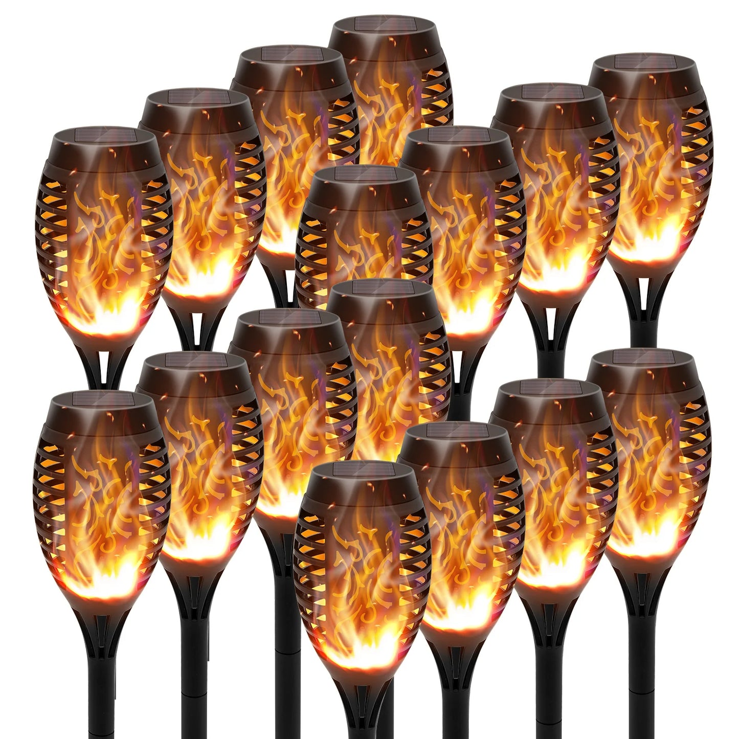 Outdoor Solar LED Flickering Flame Torch Lights Waterproof Garden Path