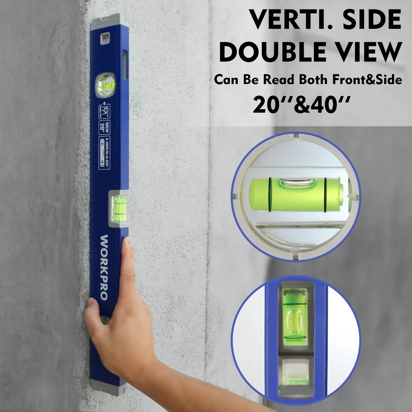 WORKPRO 3 Piece Spirit Level Set Magnetic Torpedo Level