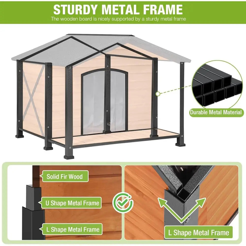 Heated Outdoor Dog House With Thermostat Controlled Heater