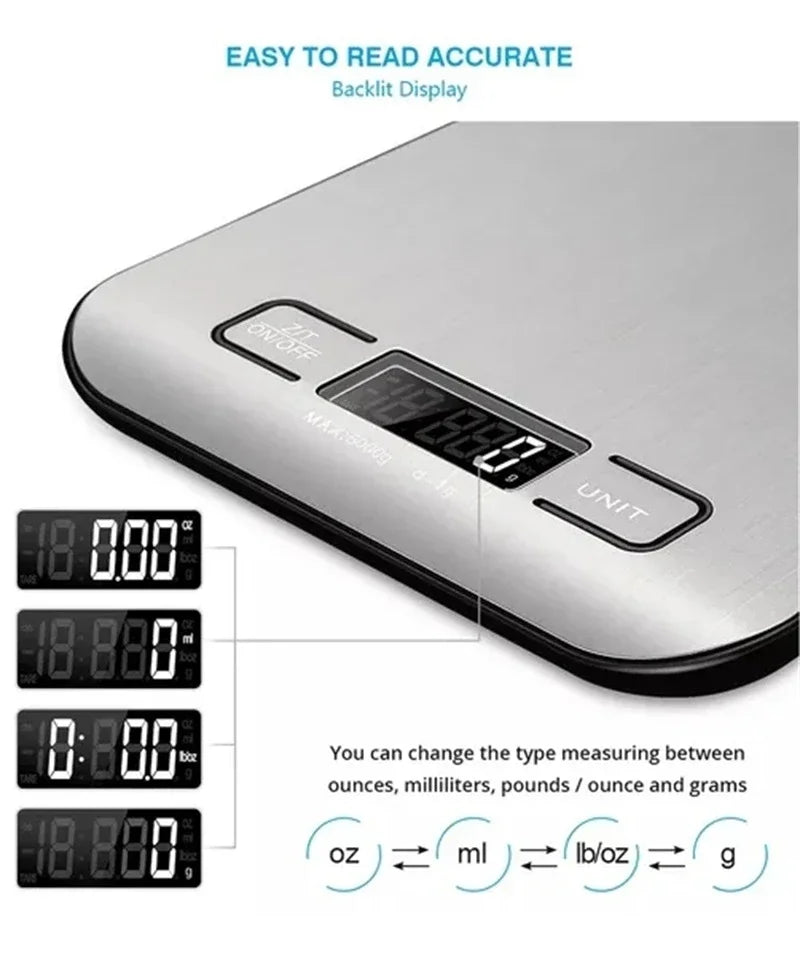 Kitchen Digital Scale Portable With LCD Display USB Charging
