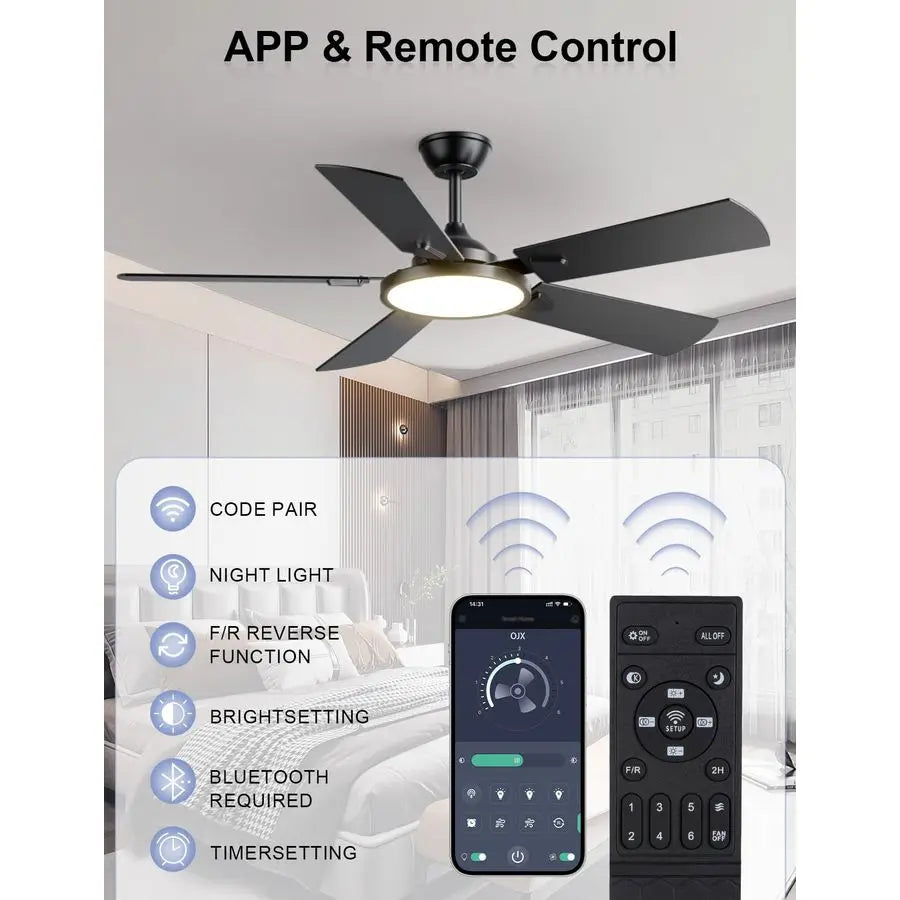 Modern Ceiling Fan With Light And Remote Control System