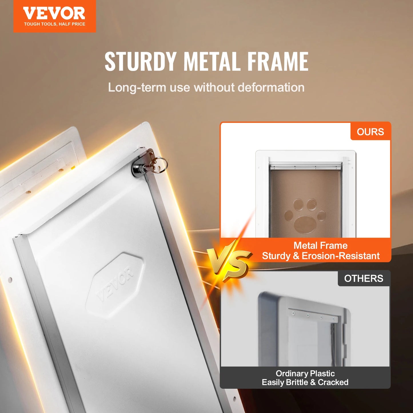 SucceBuy Pet Door With Lock And 3 Flap System Weatherproof