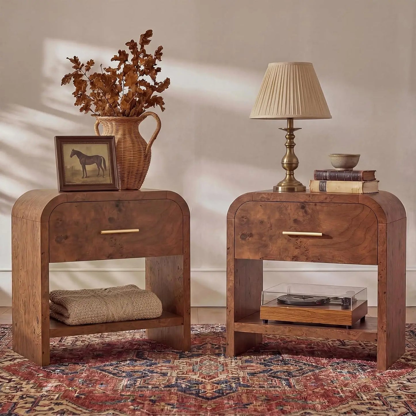 Two FSC Certified Nightstands With One Drawer And One Shelf