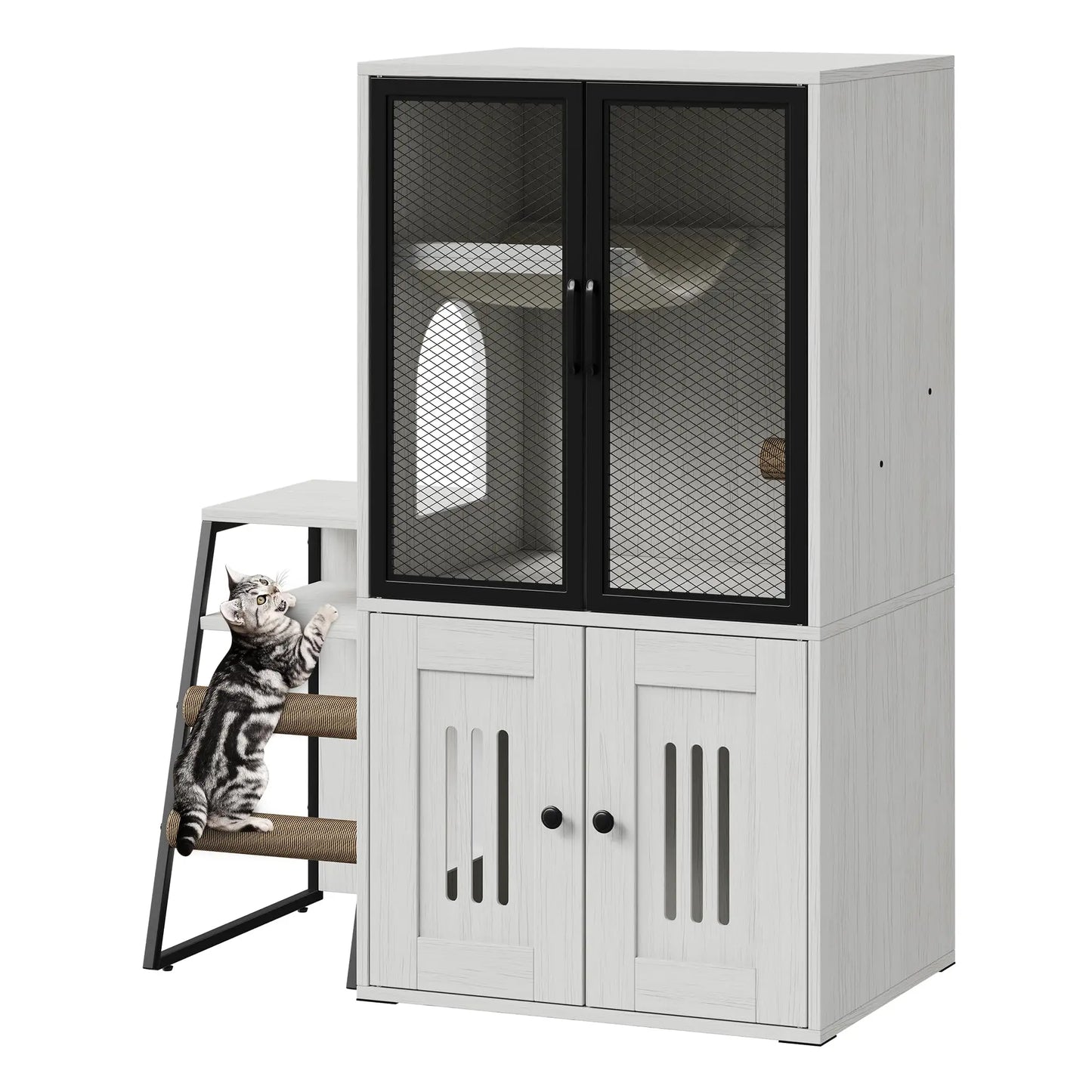 HiMISSCN Cat Litter Box Furniture Enclosed With Doors Odor Control