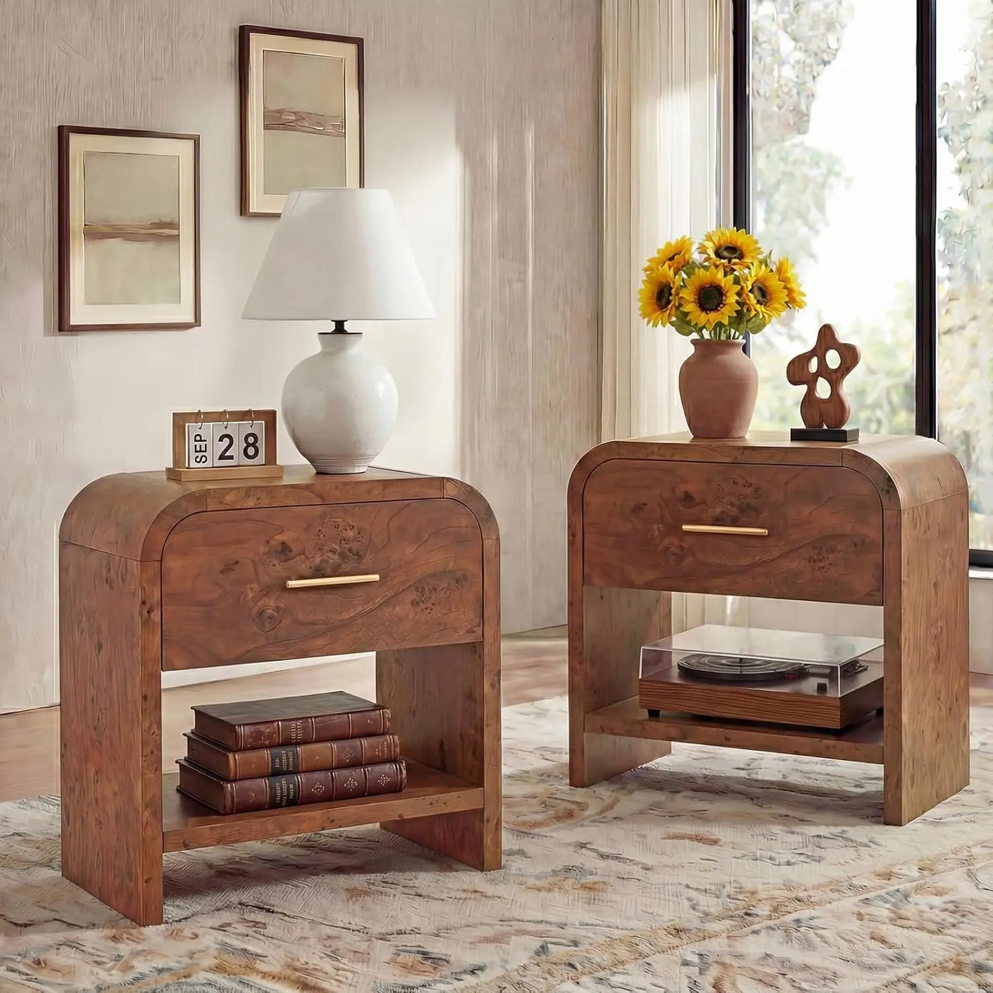 Two FSC Certified Nightstands With One Drawer And One Shelf