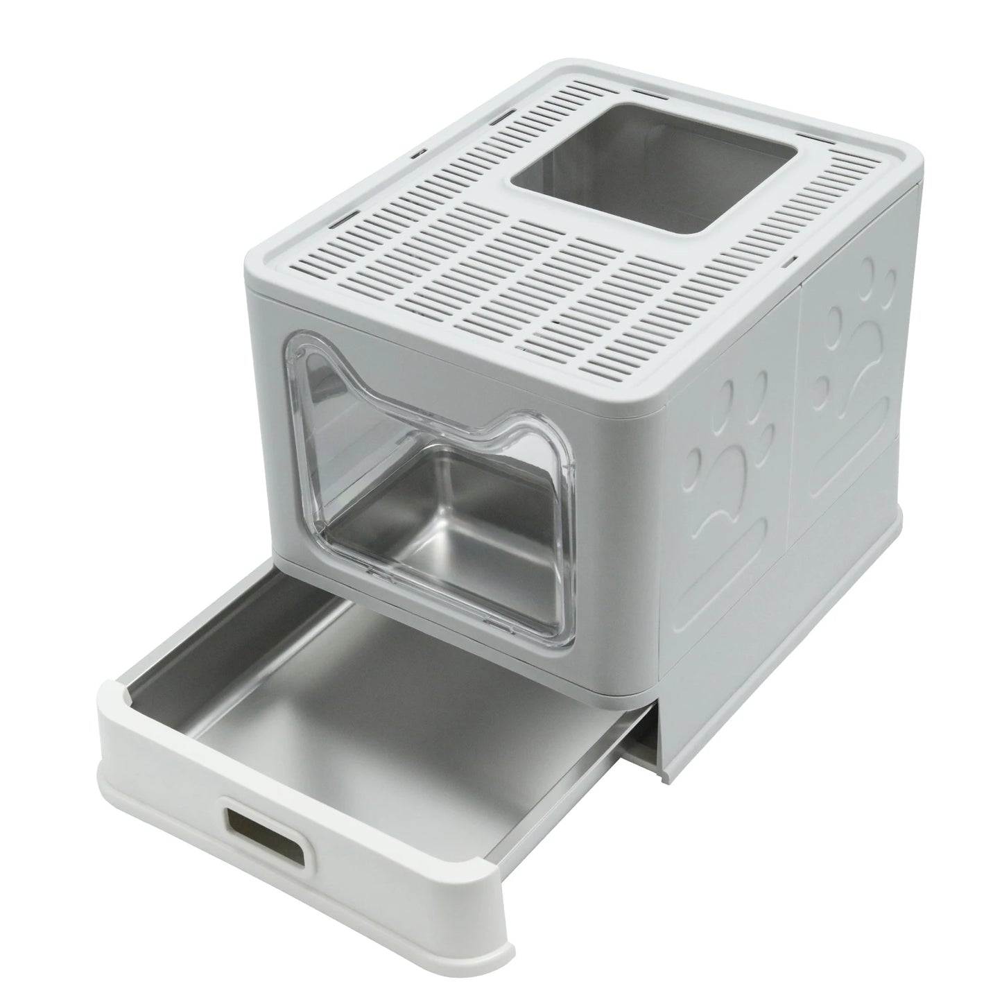 Bingopaw Stainless Steel Cat Litter Box With Lid And Scoop