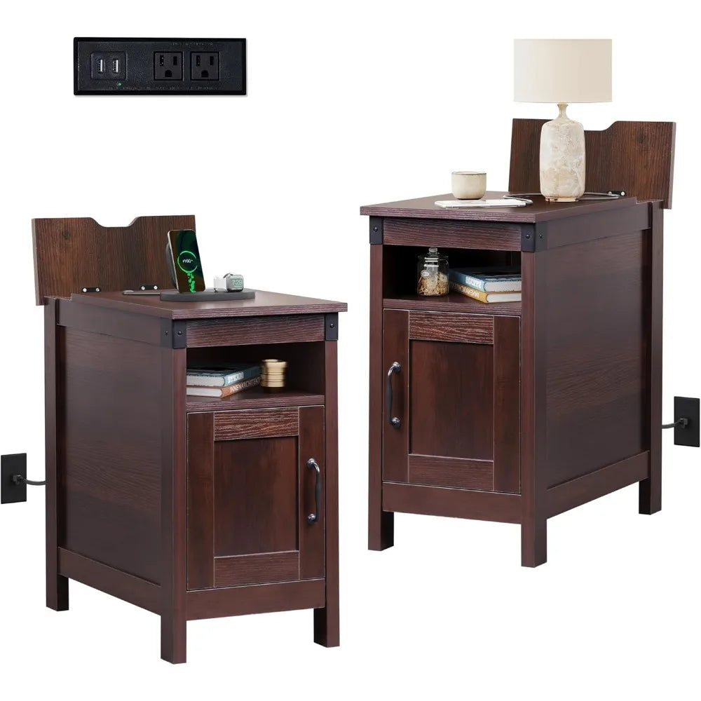 XMSJ Narrow End Tables Set Of 2 With Charging Station