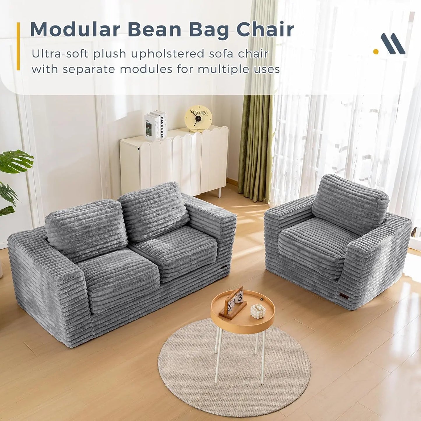 Bean Bag Sofa With Pillows And Armrests