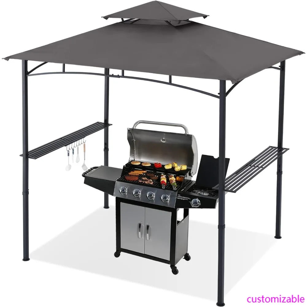 XMSJ Grill Gazebo Shelter With LED Light Outdoor Canopy