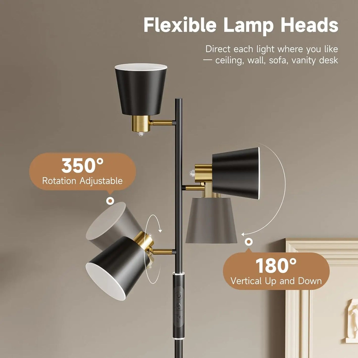Modern LED Tree Floor Lamp With Remote Touch Control Dimmable