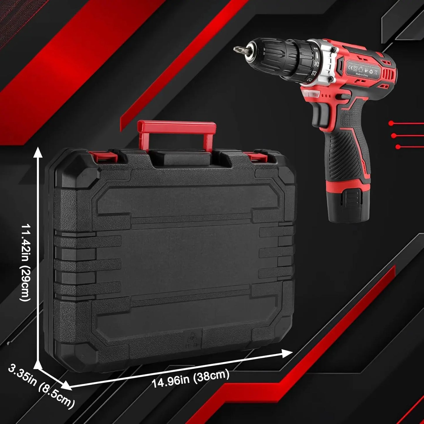 TLGREENDIY 138-Piece Power Tool Set With 12V Cordless Drill