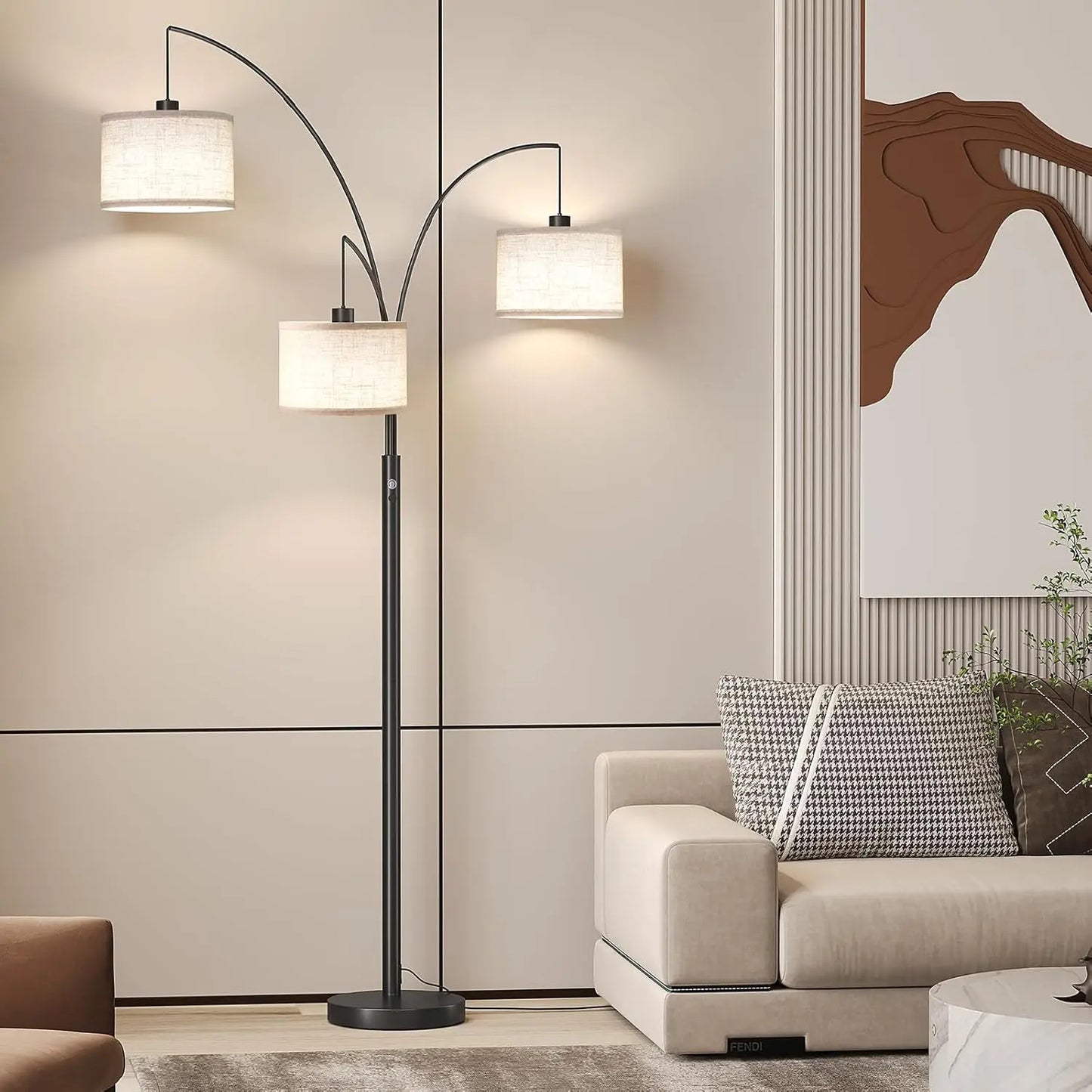 Arc Floor Lamp With 3 Lights Modern Standing Lamp Adjustable