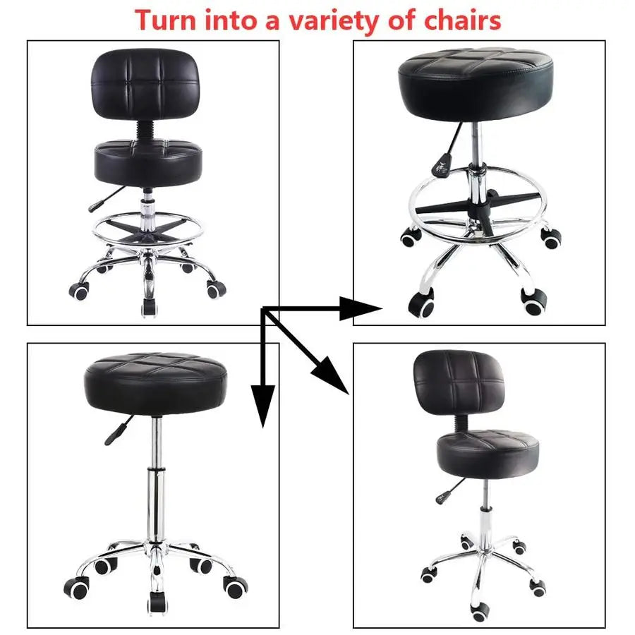 Swivel Round Height Adjustable Drafting Chair With PU Leather Backrest