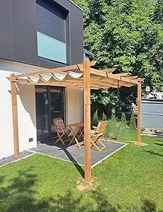 Outdoor Retractable Pergola With Sun Shade Canopy For Patio