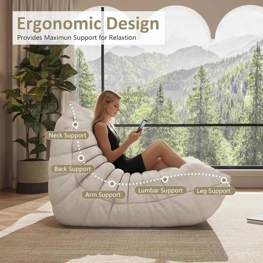 Bean Bag Chair Oversized Memory Foam Filled For Living Room Fireside Comfort