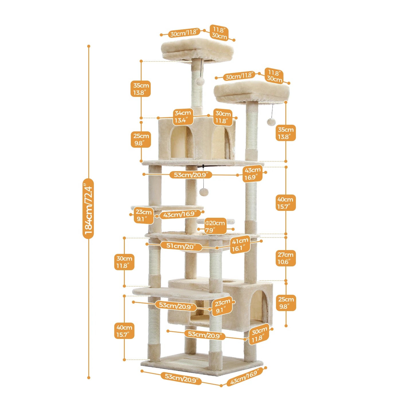 PEQULTICN Five Level Cat Tree Tower With Scratching Posts