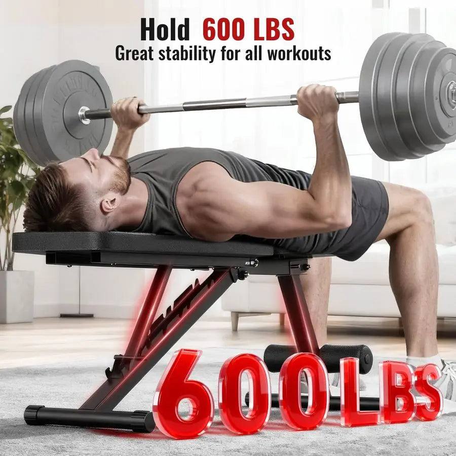 XMSJ Weight Bench for Home Gym Incline Decline Foldable 600 lb