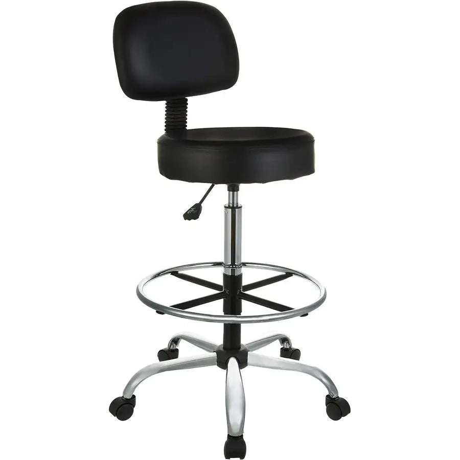 Adjustable Drafting Stool With Footrest And Wheels
