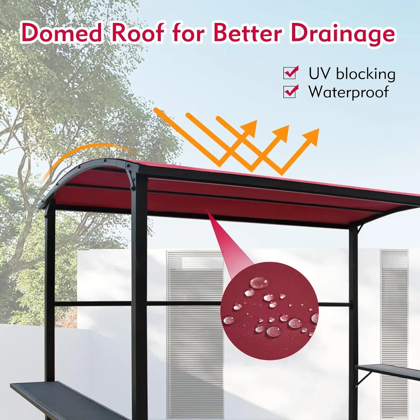 Grill Gazebo Patio BBQ Canopy With Metal Shelves