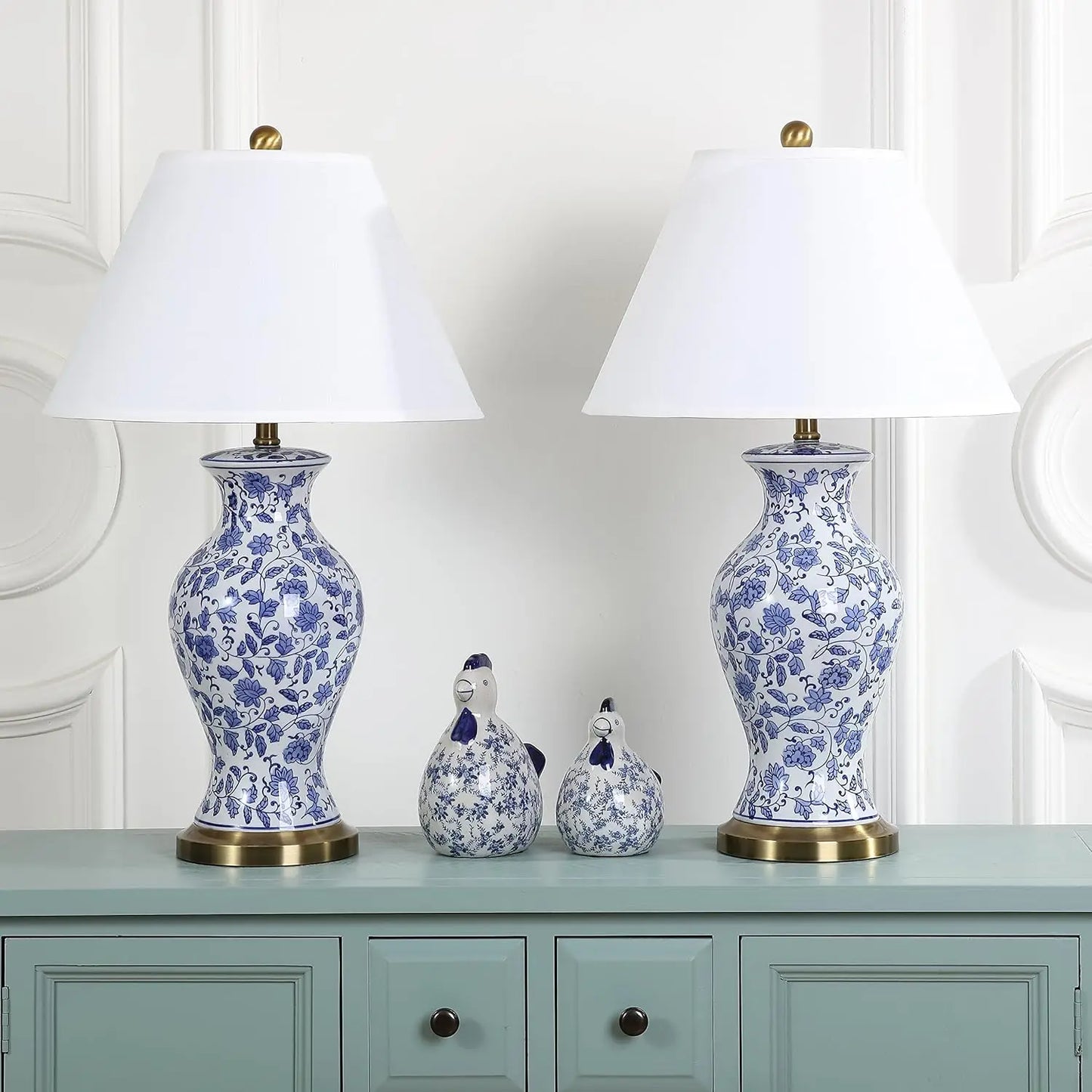 Ceramic Table Lamps Set Of Two With LED Bulbs Included