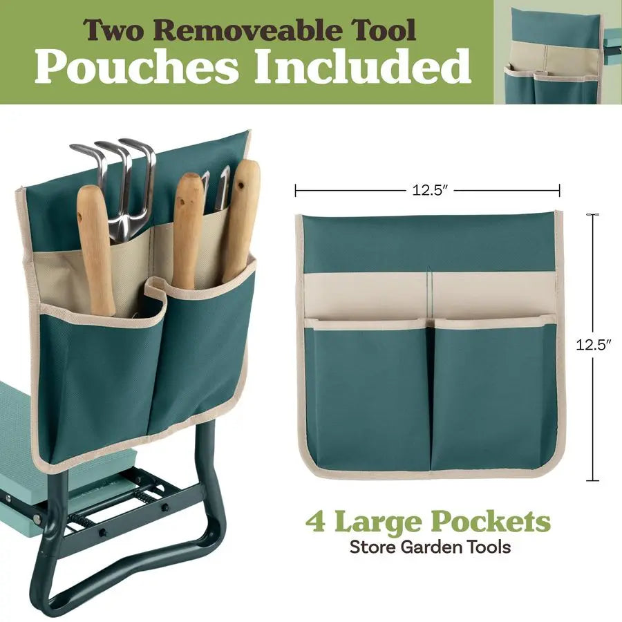Kneeler and Seat 2in1 Foldable Garden Kneeling Pad and Stool with Removable Pockets for Gardening Tools Gardening Gifts for Wome