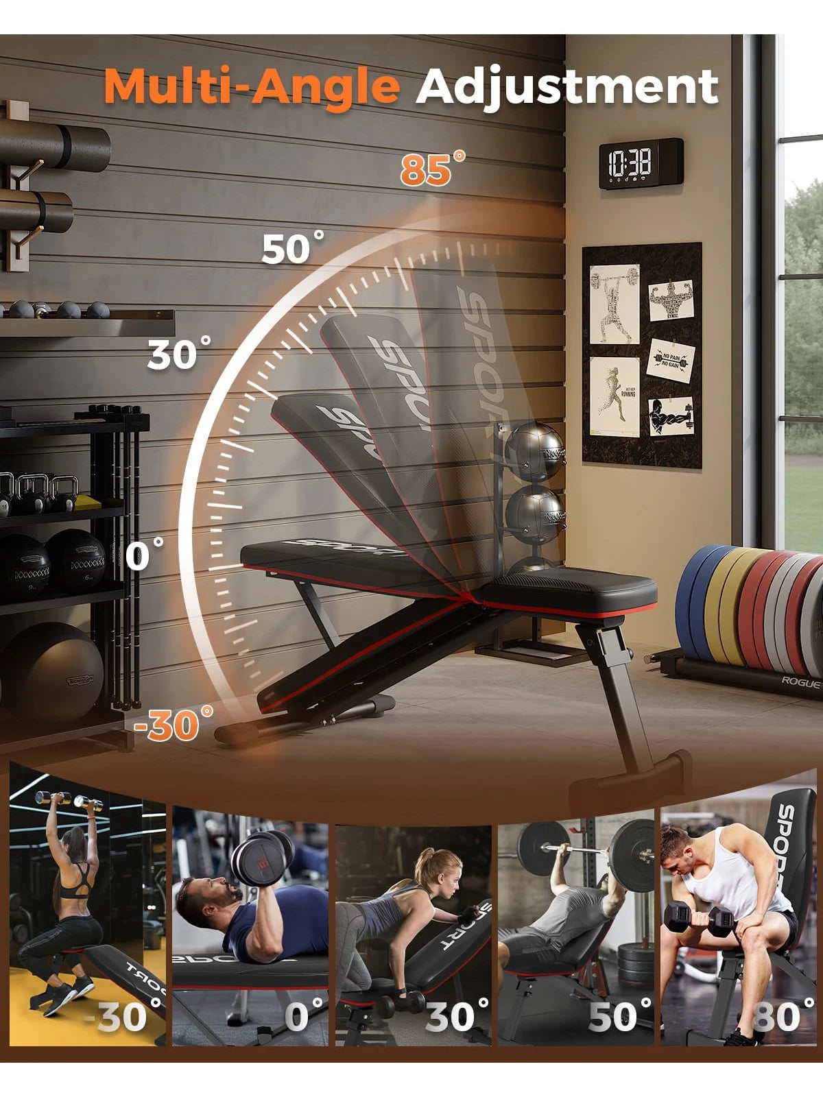 TWISTER.CK Foldable Incline Utility Weight Bench For Full Body Workout