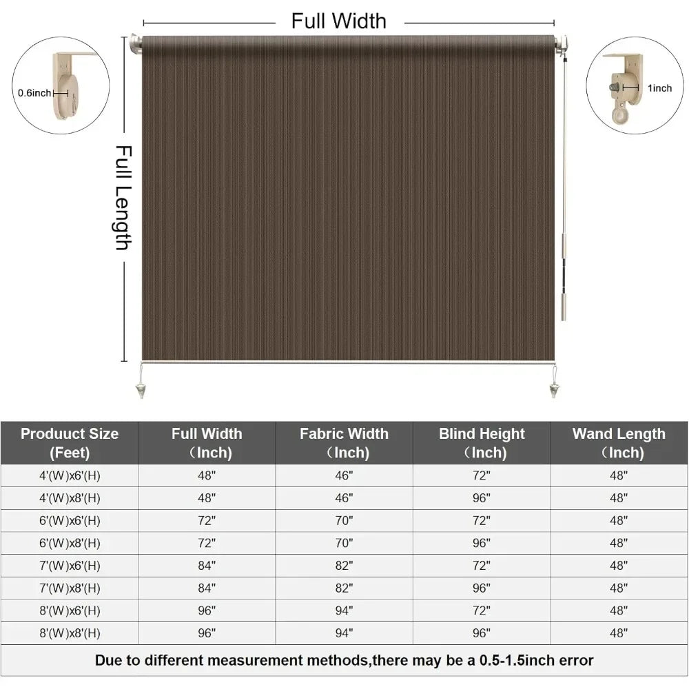 XMSJ Outdoor Roller Shade Cordless Patio Blinds