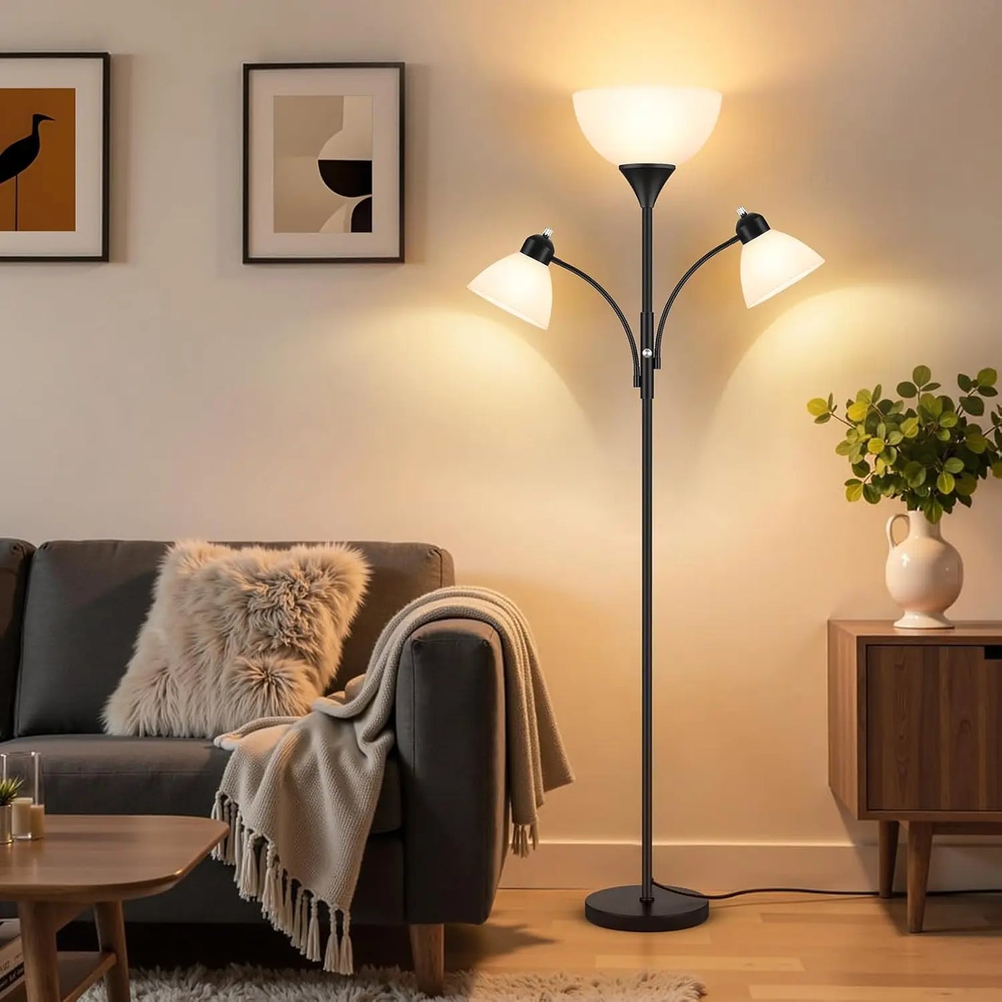 Dimmable Floor Lamp With Two Reading Lights