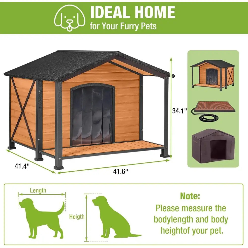 Heated Outdoor Dog House With Thermostat Controlled Heater