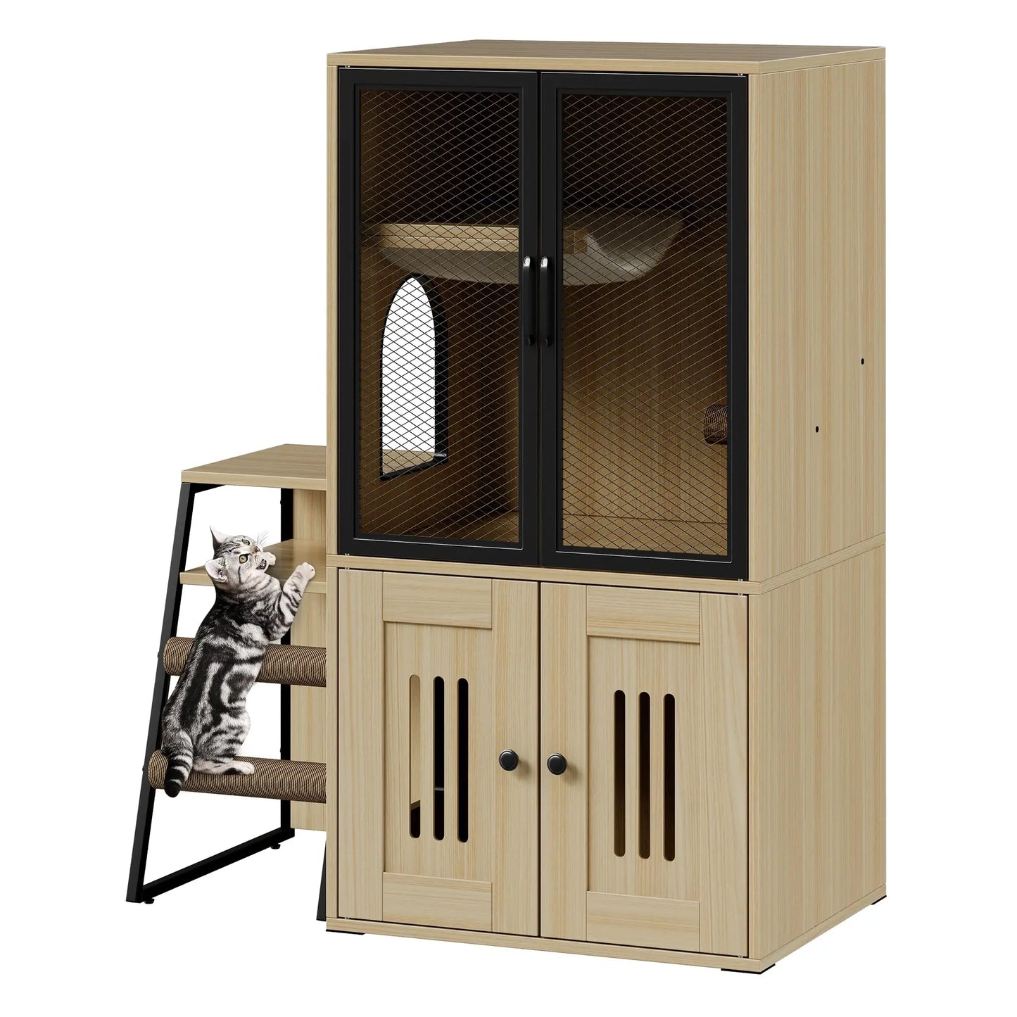 HiMISSCN Cat Litter Box Furniture Enclosed With Doors Odor Control